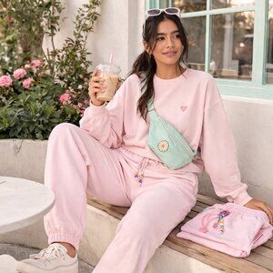 Stoney Clover Lane x Target Pink Terry Cloth Set S/M NWT Jogger Sweatshirt Match